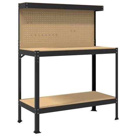 Werkbanken met plank Zwart 81 x 41 x 145 cm Bewerkt hout 2