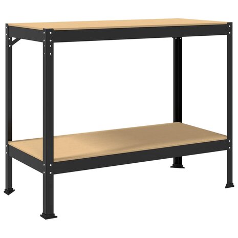 Werkbanken met plank Zwart 81 x 41 x 145 cm Bewerkt hout 2
