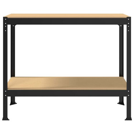 Werkbanken met plank Zwart 81 x 41 x 145 cm Bewerkt hout 5