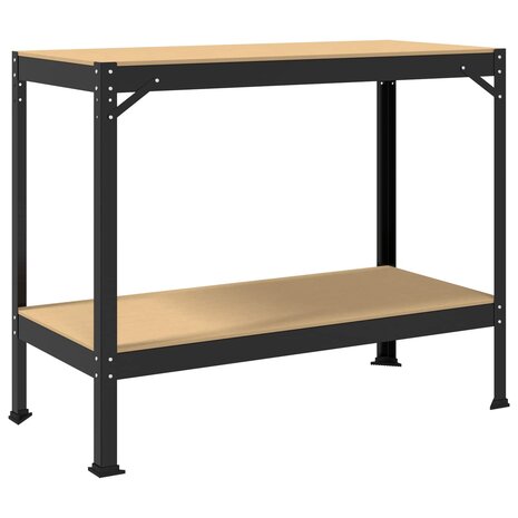Werkbanken met plank Zwart 81 x 41 x 145 cm Bewerkt hout 7