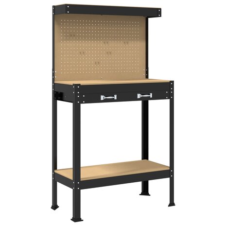 Werkbanken met lade Zwart 81 x 41 x 145 cm Bewerkt hout 2