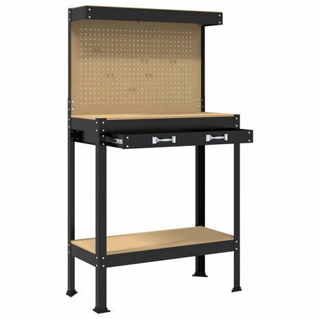 Werkbanken met lade Zwart 81 x 41 x 145 cm Bewerkt hout 5