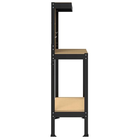 Werkbanken met plank Zwart 81 x 41 x 145 cm Bewerkt hout 6