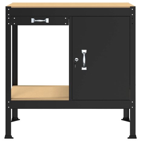 Werkbanken met lade Zwart 81 x 41 x 145 cm Bewerkt hout 6