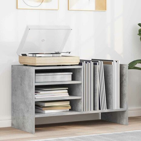 Platenkast met plank Beton Grijs 78.5 x 35 x 45 cm Bewerkt hout 1