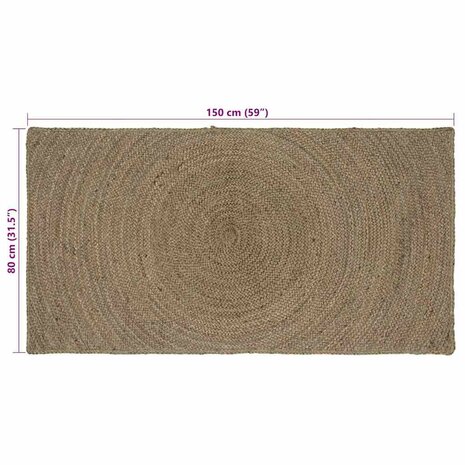 Vloerkleed Grijs 80 x 150 cm Jute 7