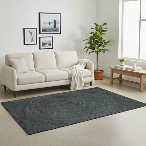 Vloerkleed Donkergrijs 120 x 120 cm Jute 2