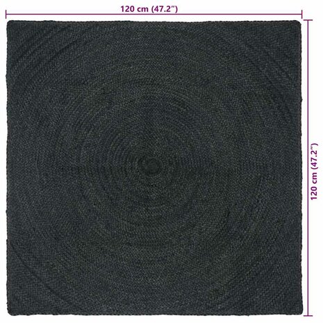 Vloerkleed Donkergrijs 120 x 120 cm Jute 9