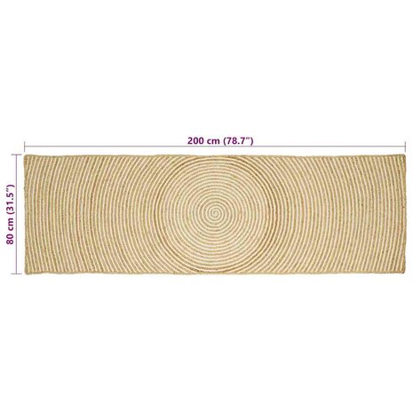 Vloerkleed Natuurlijk en Wit 80 x 200 cm Jute 8