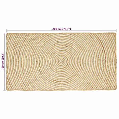 Vloerkleed Natuurlijk en Wit 100 x 200 cm Jute 8