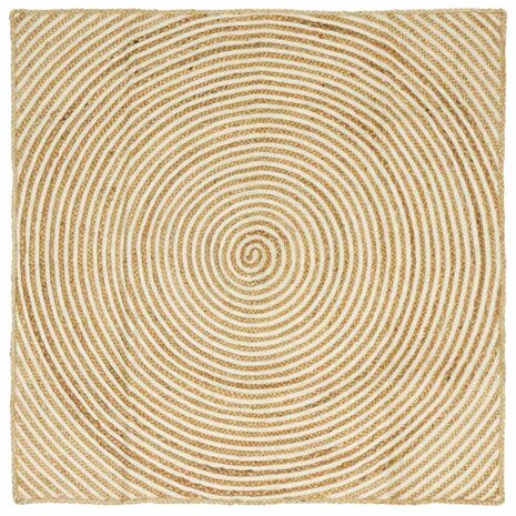 Vloerkleed Natuurlijk en Wit 120 x 120 cm Jute 1