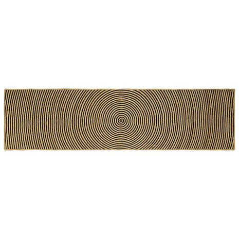 Vloerkleed Natuurlijk en Zwart 80 x 300 cm Jute 1