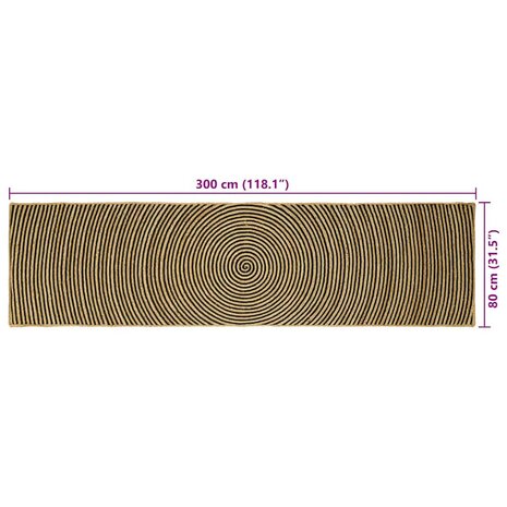 Vloerkleed Natuurlijk en Zwart 80 x 300 cm Jute 9