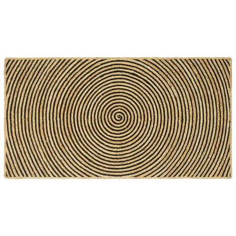 Vloerkleed Natuurlijk en Zwart 100 x 200 cm Jute 1