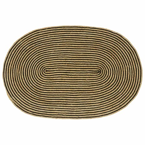 Vloerkleed Natuurlijk en Zwart 122 x 183 cm Jute 1