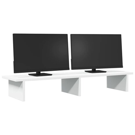 Monitorstandaard 100x27x15 cm bewerkt hout wit 3