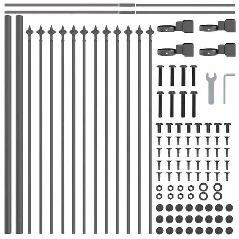 Tuinhek Grijs 1,7 x 0,6 m Poedercoating staal 5