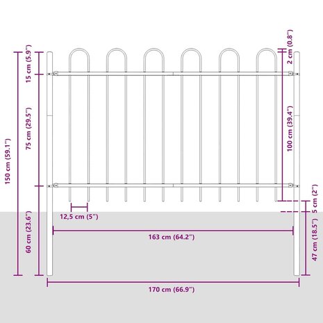 Tuinhek Grijs 1,7 x 1 m Poedercoating staal 7