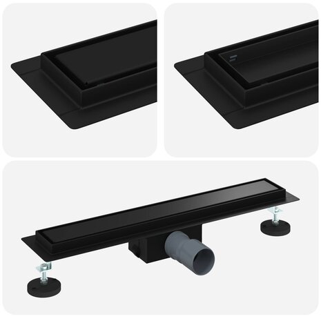 2 in 1 Doucheafvoer Zwart 60 cm Roestvrij staal 304 2