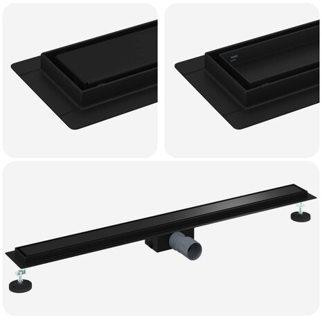 2 in 1 Doucheafvoer Zwart 100 cm Roestvrij staal 304 2