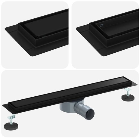 Doucheafvoer 2-in-1 met 360&deg; Sifon Zwart 60 cm 2