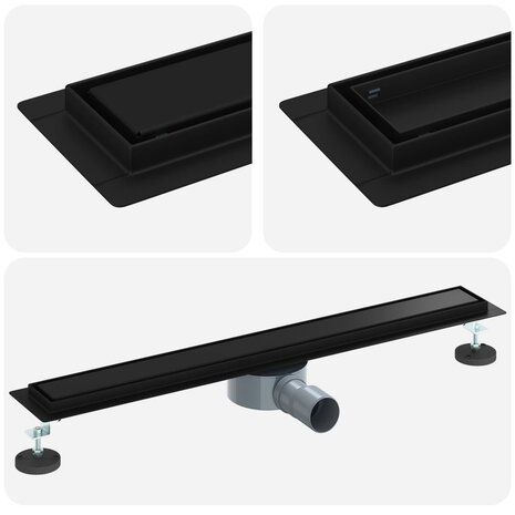 Doucheafvoer 2-in-1 met 360&deg; Sifon Zwart 70 cm 2
