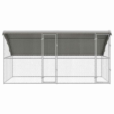 Hondenhok met opslag 2 pcs Zilver 4 x 2 x 2 m Staal 4