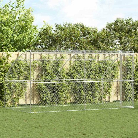 Hondenhok met opslag 2 pcs Zilver 4 x 2 x 2 m Staal 1