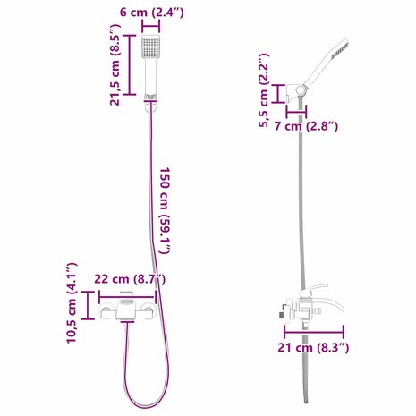 Doucheset Zwart G 1 / 2 inch 9
