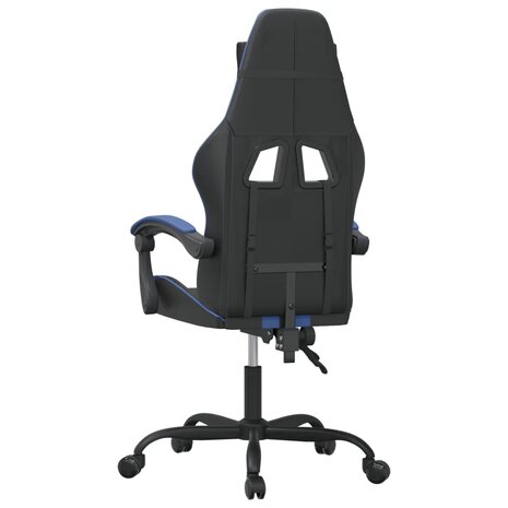 Gamestoel draaibaar kunstleer zwart en blauw 5