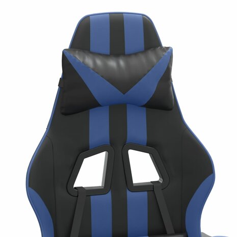Gamestoel draaibaar kunstleer zwart en blauw 8