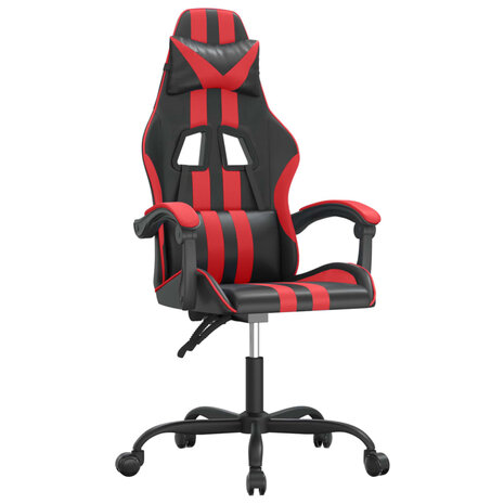Gamestoel draaibaar kunstleer zwart en rood 2