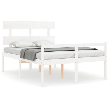 Seniorenbed met hoofdbord massief hout wit 2