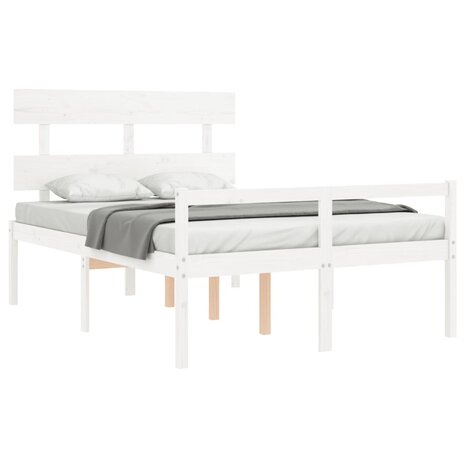Seniorenbed met hoofdbord massief hout wit 4