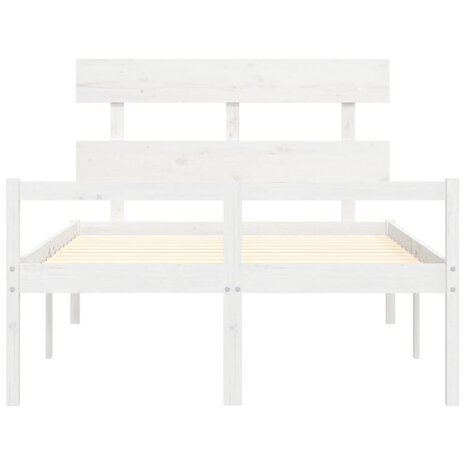 Seniorenbed met hoofdbord massief hout wit 6
