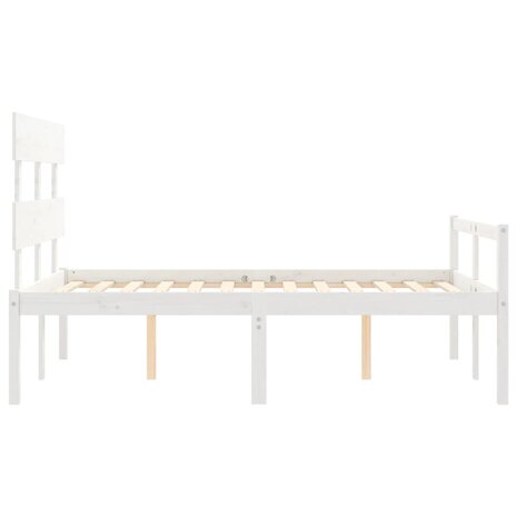 Seniorenbed met hoofdbord massief hout wit 7