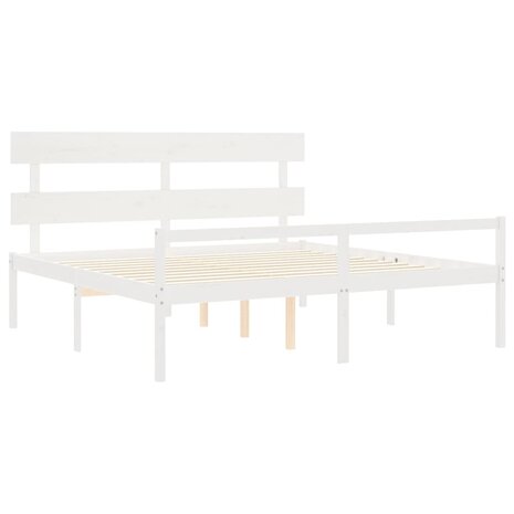 Seniorenbed met hoofdbord massief hout wit 200x200 cm 5