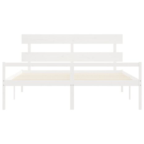 Seniorenbed met hoofdbord massief hout wit 200x200 cm 6