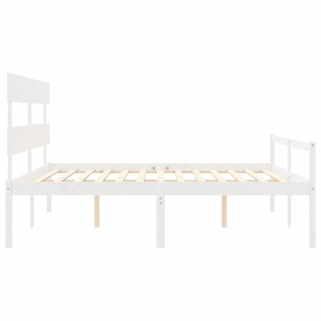 Seniorenbed met hoofdbord massief hout wit 200x200 cm 7