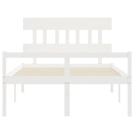 Seniorenbed met hoofdbord massief hout wit 6