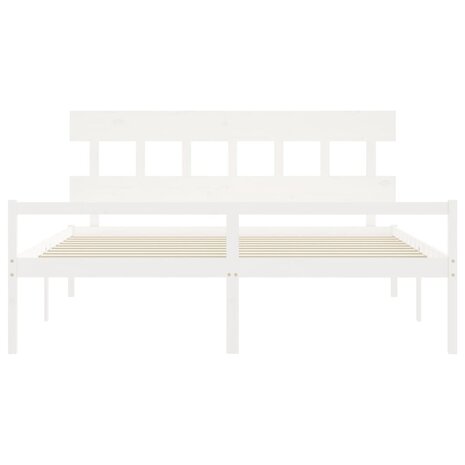 Seniorenbed met hoofdbord massief hout wit 200x200 cm 6