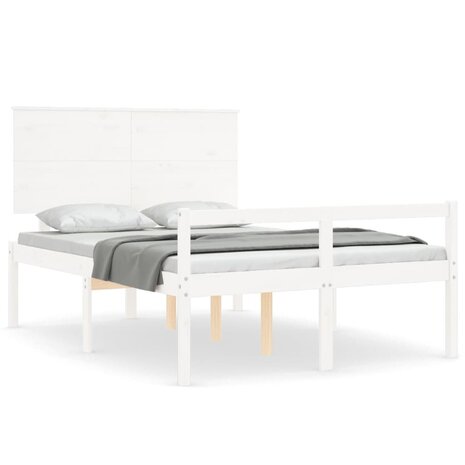 Seniorenbed met hoofdbord massief hout wit 140x190 cm 2