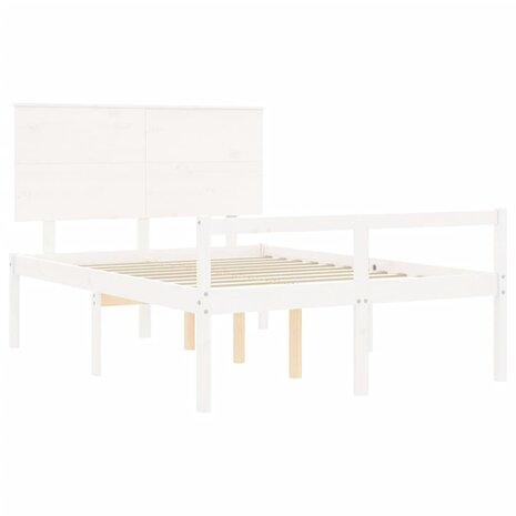 Seniorenbed met hoofdbord massief hout wit 140x190 cm 5