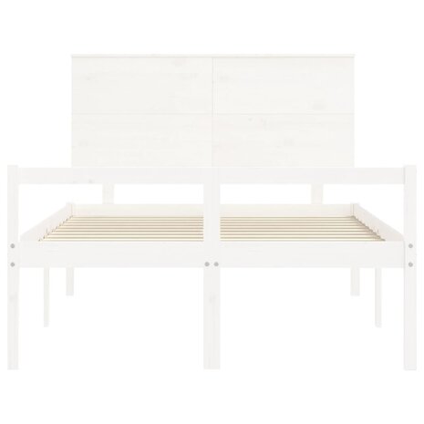 Seniorenbed met hoofdbord massief hout wit 140x190 cm 6