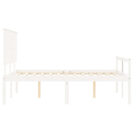Seniorenbed met hoofdbord massief hout wit 140x190 cm 7