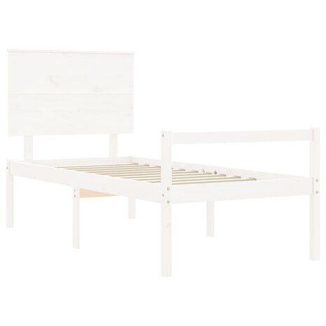 Seniorenbed met hoofdbord massief hout wit 90x200 cm 5