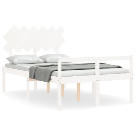 Seniorenbed met hoofdbord massief hout wit 2