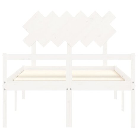 Seniorenbed met hoofdbord massief hout wit 6