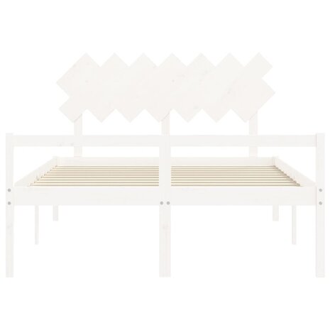Seniorenbed met hoofdbord massief hout wit 140x190 cm 6