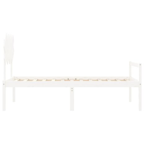 Seniorenbed met hoofdbord massief hout wit 90x200 cm 7